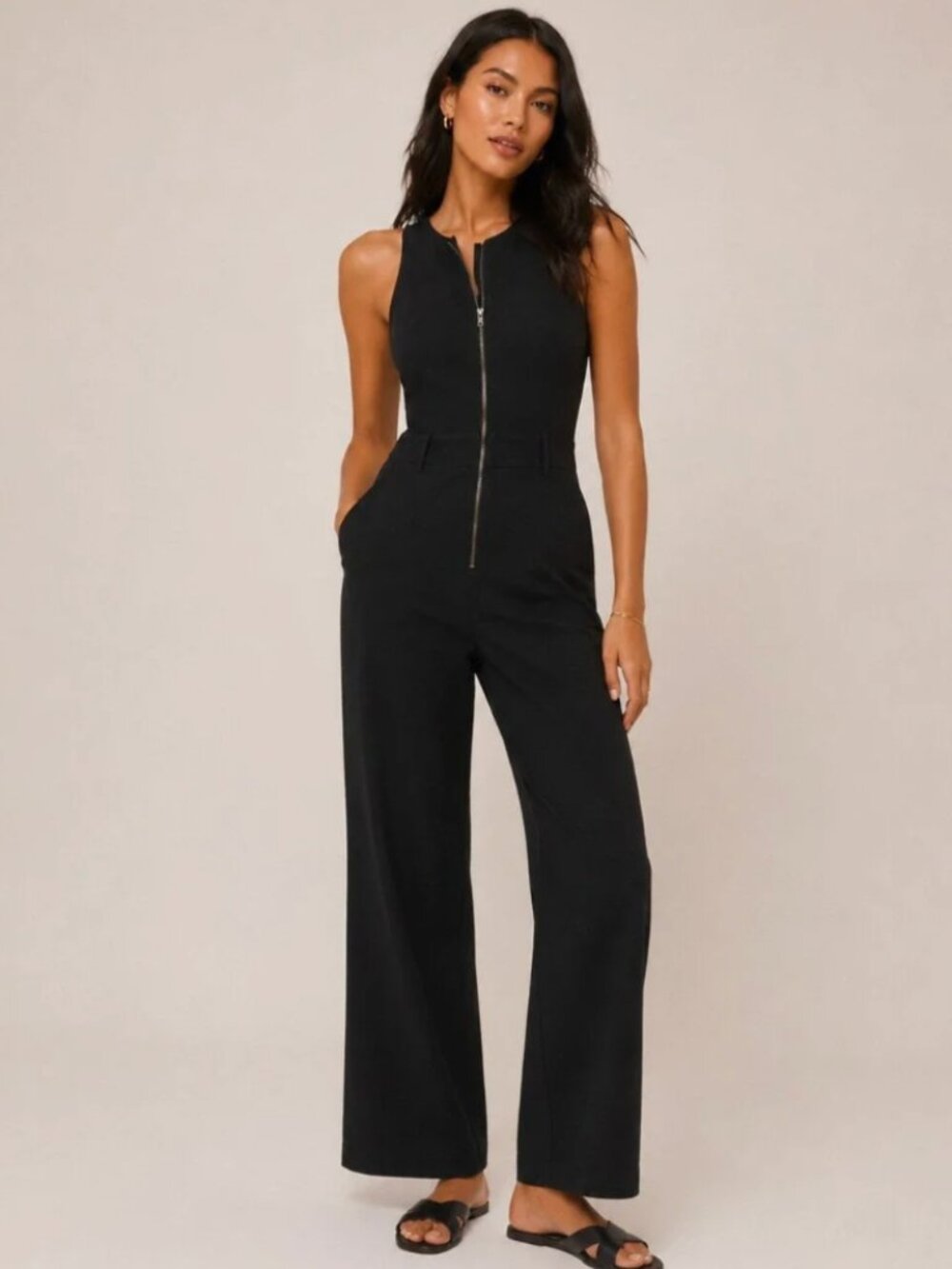 Anthropologie Maeve Black Naomi Jumpsuit Size 10 NO BELT